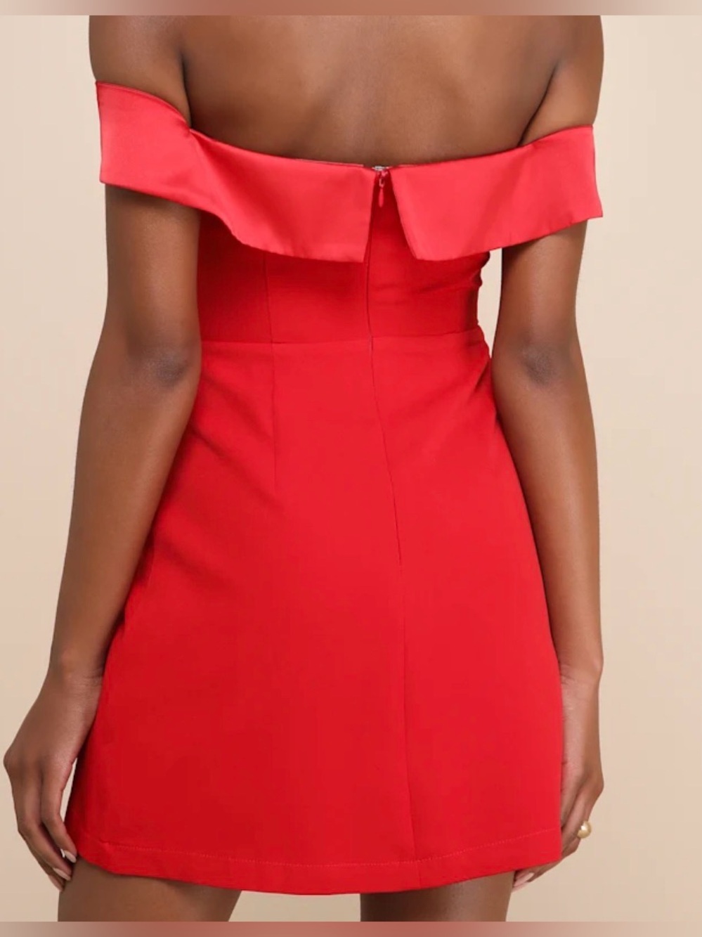 Lulus NWT Truly Enticing red off the shoulder mini dress, medium - Picture 2 of 8